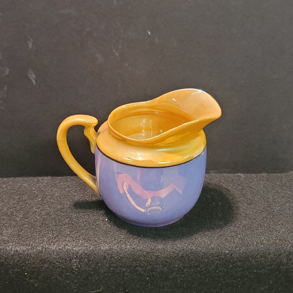 Takito Golden Orange Blue Lusterware Vintage Japanese Creamer 3 3/4"